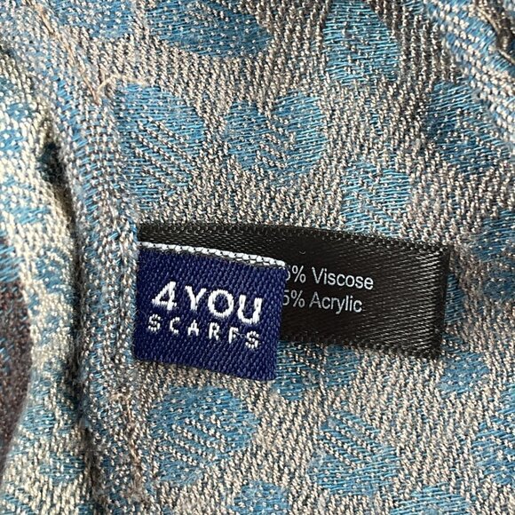 4 You Scarfs Womens Blue Animal Print Fringe - Picture 3 of 6